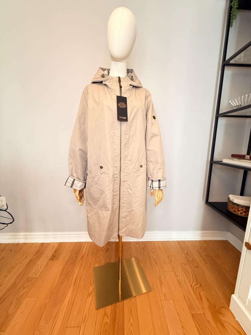 Junge Denmark-  Beige Hooded Raincoat Jacket - spring coat